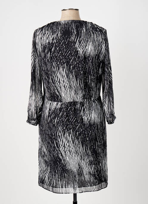 Robe mi-longue imprimé fantaisie manches longues noir ELORA femme
