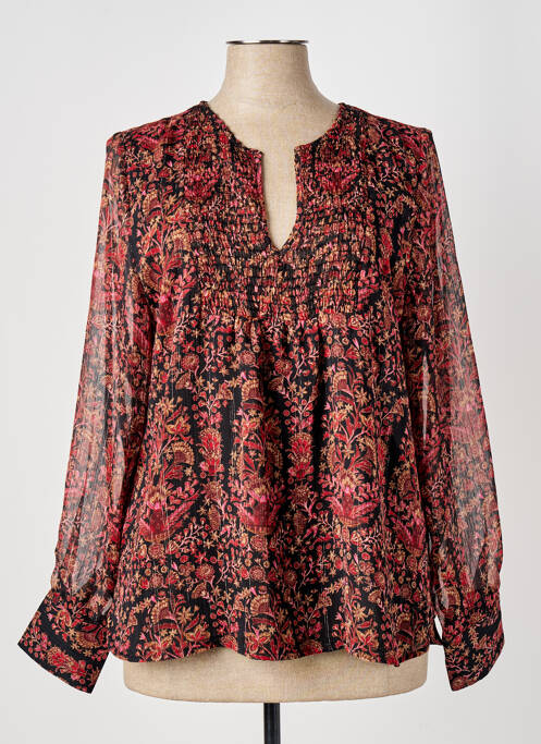 Blouse légère et transparente manches longues rouge ELORA femme