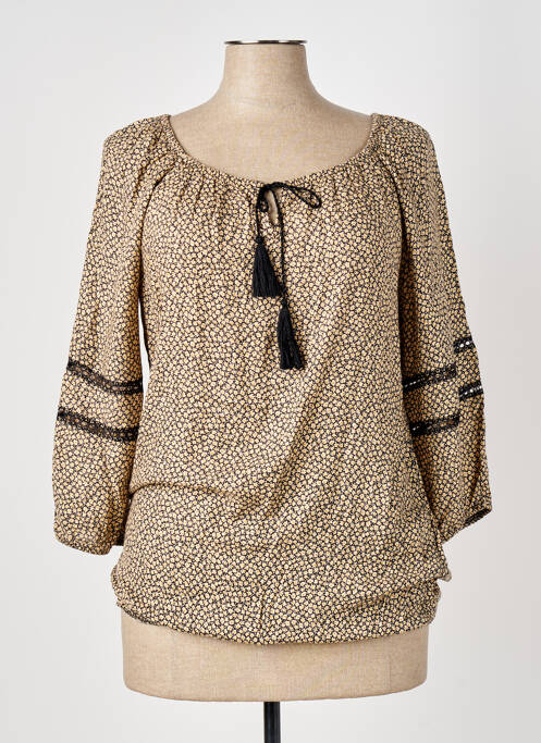 Blouse imprimé fleurs manches 3/4 noir ELORA femme