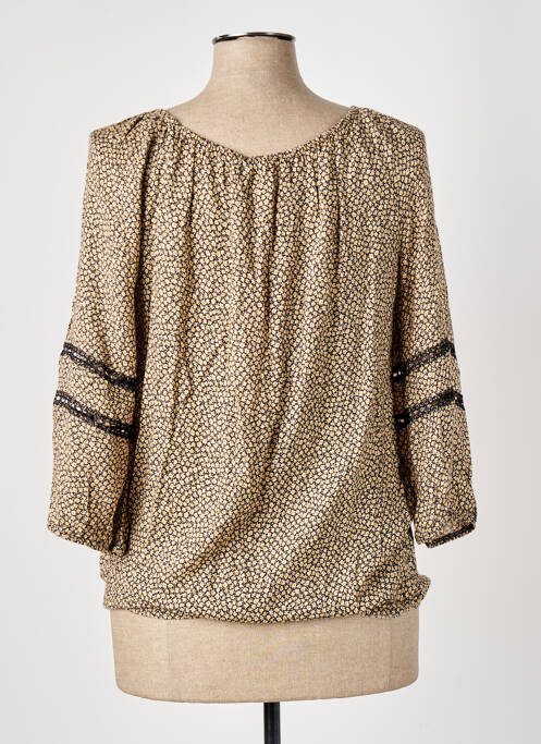 Blouse imprimé fleurs manches 3/4 noir ELORA femme
