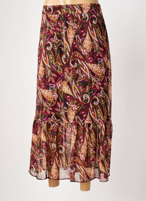 Jupe longue tissage crêpe rouge ELORA femme