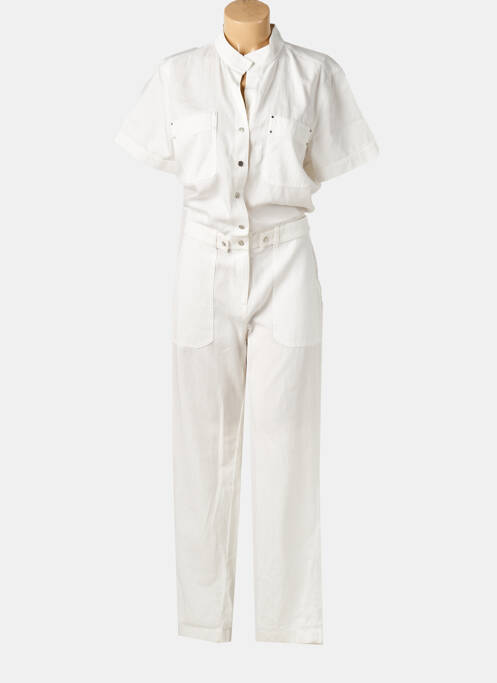Combi-pantalon fermeture boutonnée sur le devant manches courtes blanc ELORA femme