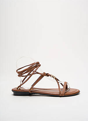 Sandales/nu pieds matière lisse talon plat jusqu'à 3cm marron WITH MY SANDS femme