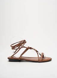 Sandales/nu pieds matière lisse talon plat jusqu'à 3cm marron WITH MY SANDS femme