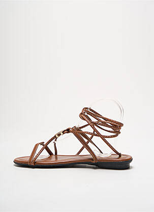 Sandales/nu pieds matière lisse talon plat jusqu'à 3cm marron WITH MY SANDS femme