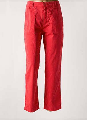 Pantalon droit fermeture zippée sous rabat boutonné rouge KANOPE femme