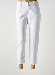 Pantalon 7/8 fermeture zippée sous rabat boutonné blanc KANOPE femme