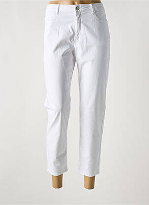 Pantalon 7/8 fermeture zippée sous rabat boutonné blanc KANOPE femme