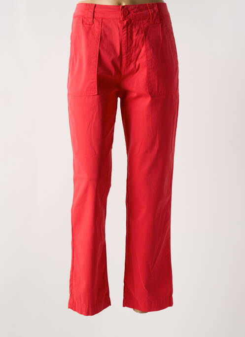 Pantalon droit fermeture zippée sous rabat boutonné rouge KANOPE femme