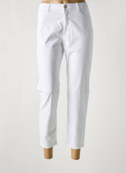 Pantalon 7/8 fermeture zippée sous rabat boutonné blanc KANOPE femme