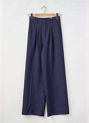 Pantalon large fermeture zippée sous rabat boutonné taille haute bleu KANOPE femme