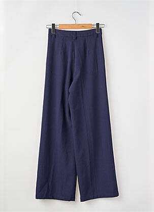 Pantalon large fermeture zippée sous rabat boutonné taille haute bleu KANOPE femme