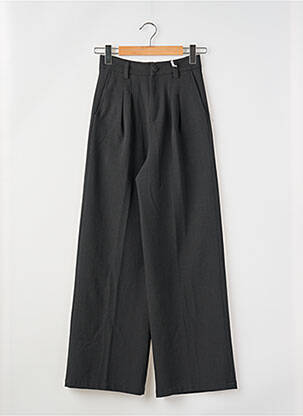 Pantalon large fermeture zippée sous rabat boutonné taille haute gris KANOPE femme