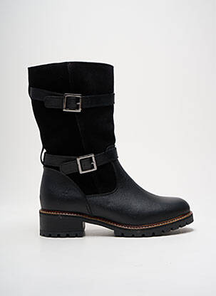 Bottes tissage satiné talon de 4 à 6cm noir HOOPER SHOES femme