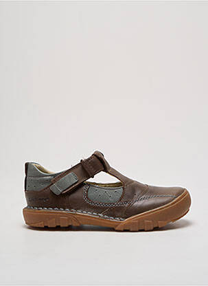 Sandales/nu pieds tissage satiné bout rond marron KICKERS garçon
