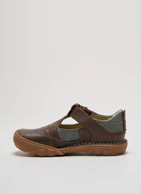 Sandales/nu pieds tissage satiné bout rond marron KICKERS garcon