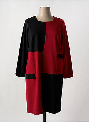 Robe mi-longue manches 3/4 manches 3/4 rouge GUY DUBOUIS femme