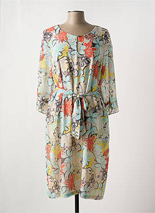 Robe mi-longue coupe fluide manches 3/4 gris REVER MILE femme