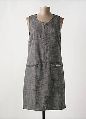 Robe mi-longue imprimé fantaisie sans manche gris GUY DUBOUIS femme