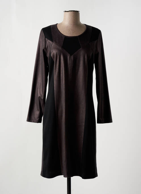 Robe mi-longue manches longues manches longues marron GUY DUBOUIS femme