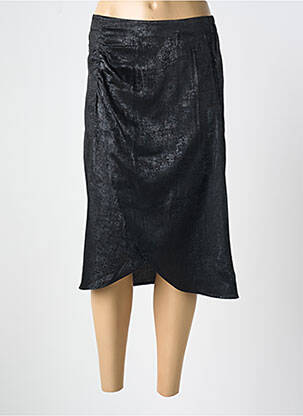 Jupe mi-longue coupe droite noir CERISE BLUE femme