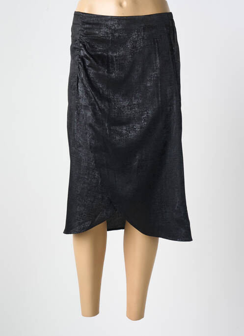 Jupe mi-longue coupe droite noir CERISE BLUE femme