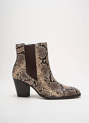 Bottines/boots tissage satiné talon de 4 à 6cm marron REQINS femme