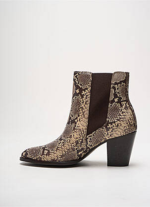 Bottines/boots tissage satiné talon de 4 à 6cm marron REQINS femme