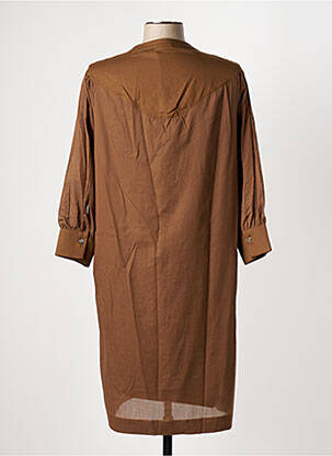 Robe mi-longue manches 3/4 manches 3/4 marron HANA SAN femme