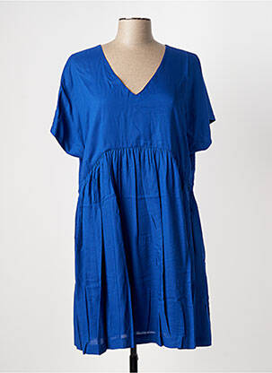 Robe mi-longue manches courtes manches courtes bleu INDIES femme