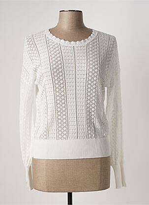 Pull maille ajourée manches longues blanc HIGH femme