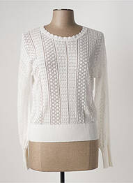 Pull maille ajourée manches longues blanc HIGH femme