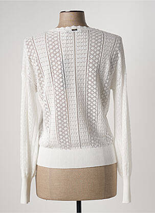 Pull maille ajourée manches longues blanc HIGH femme