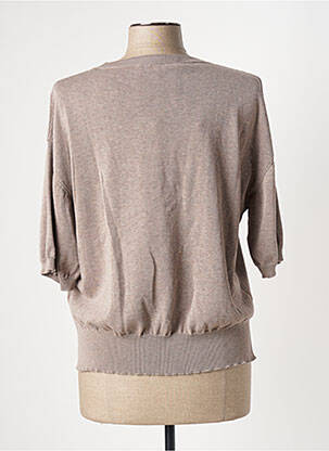 Pull col rond manches 3/4 marron PHISIQUE DU ROLE femme