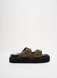 Mules/sabots nubuck talon de 4 à 6cm vert FREE LANCE femme