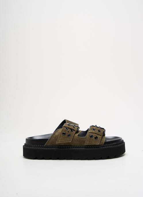 Mules/sabots nubuck talon de 4 à 6cm vert FREE LANCE femme