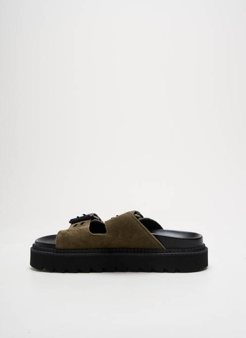 Mules/sabots nubuck talon de 4 à 6cm vert FREE LANCE femme
