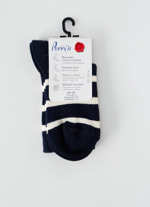 Chaussettes imprimé rayures bleu PERRIN enfant
