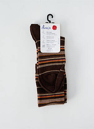 Chaussettes maille opaque marron PERRIN femme