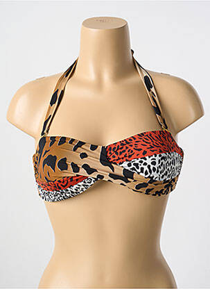 Haut de maillot de bain stretch haut soutien-gorge moulé marron MIRADONNA femme