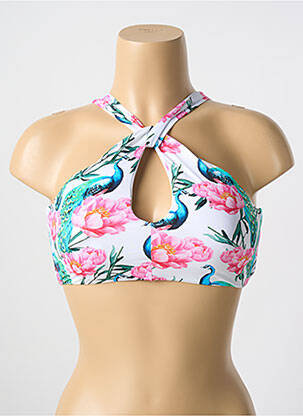 Haut de maillot de bain stretch haut soutien-gorge avec mousse de rembourrage amovible blanc MALAI femme