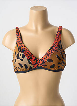 Haut de maillot de bain stretch haut soutien-gorge avec mousse de rembourrage amovible marron MIRADONNA femme