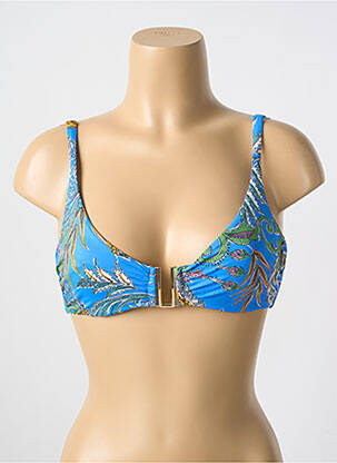 Haut de maillot de bain stretch haut soutien-gorge emboitant bleu CYELL femme
