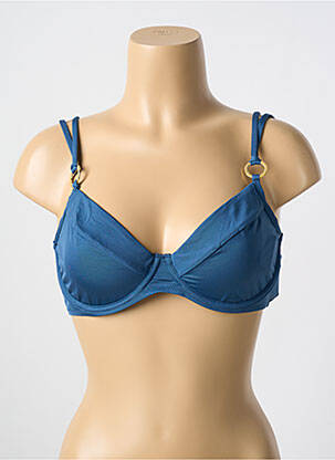 Haut de maillot de bain stretch haut soutien-gorge emboitant bleu MIRADONNA femme