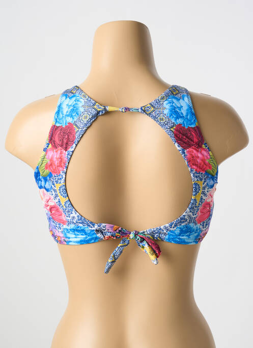 Haut de maillot de bain fermeture liens à nouer haut soutien-gorge avec mousse de rembourrage amovible bleu MILONGA femme