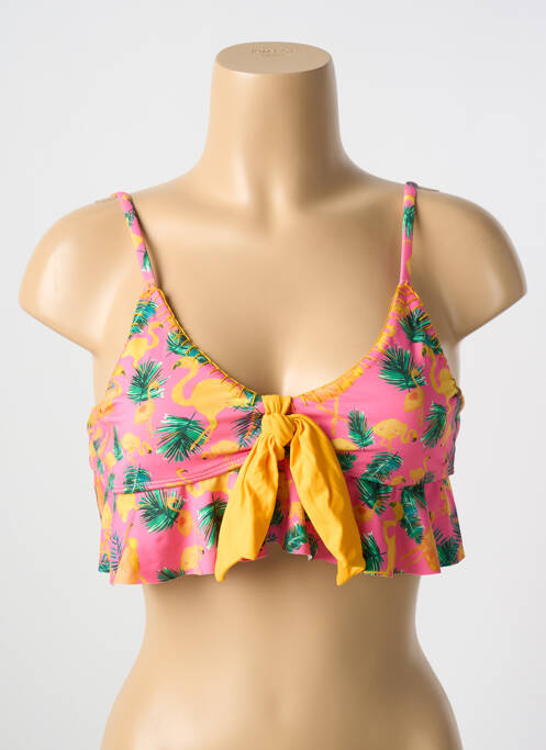 Haut de maillot de bain fermeture liens à nouer haut triangles rose PALMACEA femme
