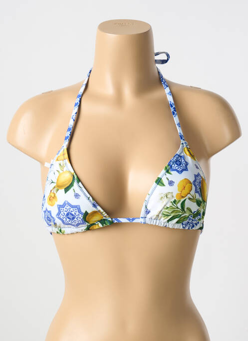 Haut de maillot de bain fermeture liens à nouer haut soutien-gorge avec mousse de rembourrage amovible bleu MILONGA femme