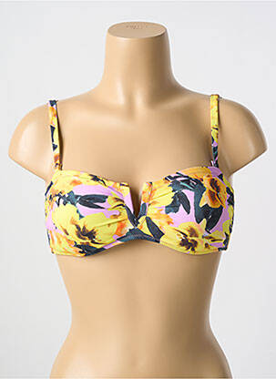 Haut de maillot de bain stretch haut soutien-gorge avec mousse de rembourrage amovible jaune CYELL femme