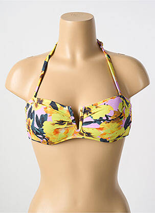 Haut de maillot de bain stretch haut soutien-gorge avec mousse de rembourrage amovible jaune CYELL femme