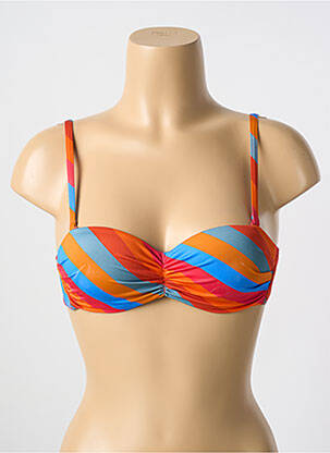 Haut de maillot de bain bretelles élastiquées amovibles haut soutien-gorge moulé orange CYELL femme